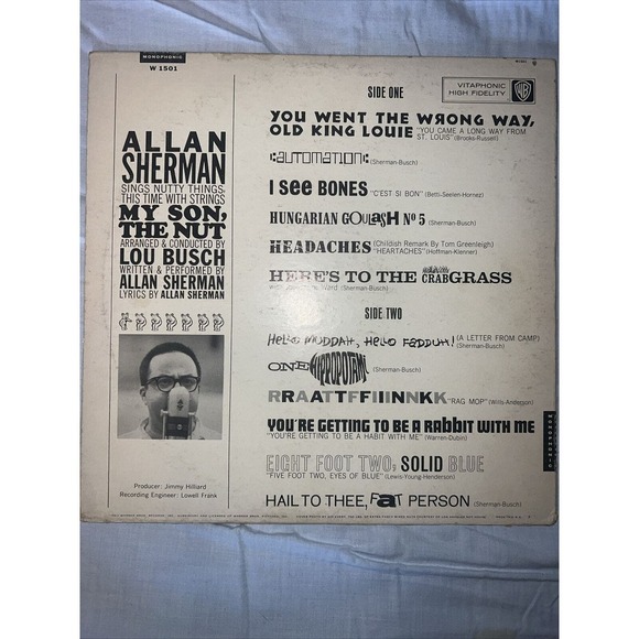 ALLAN SHERMAN / MY SON, THE NUT / WARNER BROS. MONO‎ 1501 COMEDY LP - Picture 2 of 4